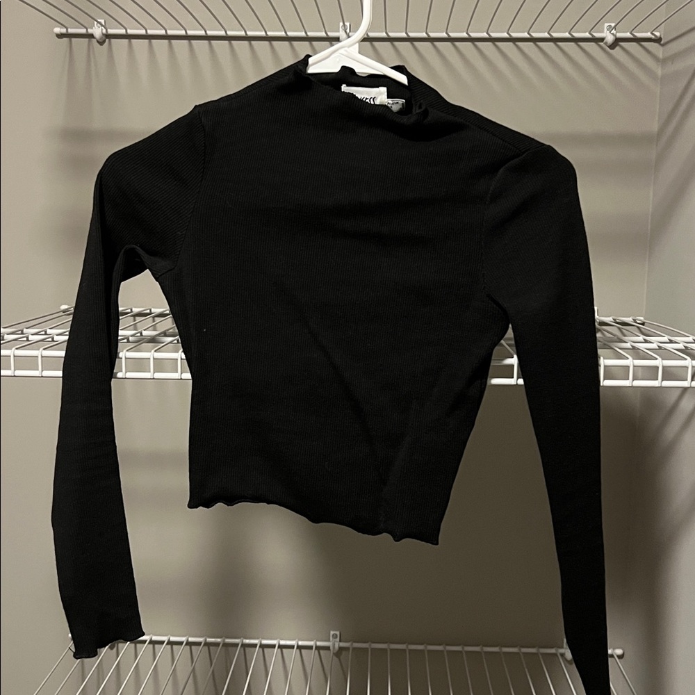 Princess Polly Black Ribbed Knit Top